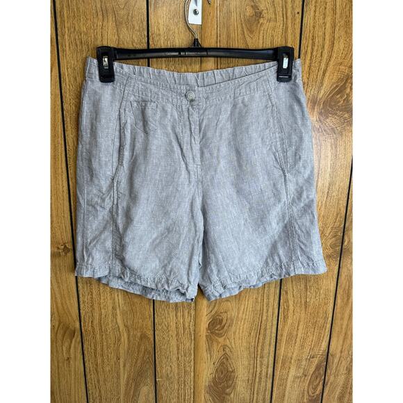 J. Jill Pants - J. Jill Love Linen Flat Front Chino Shorts Pockets Casual Gary Size 8